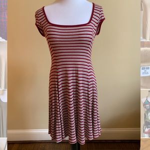 Red and cream stripped dress